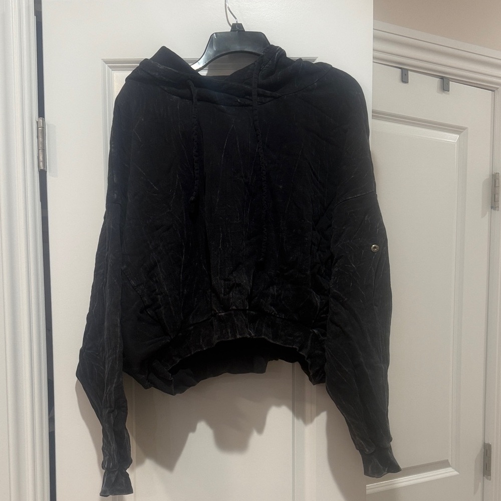 Black Marble Hooded Sweatshirt